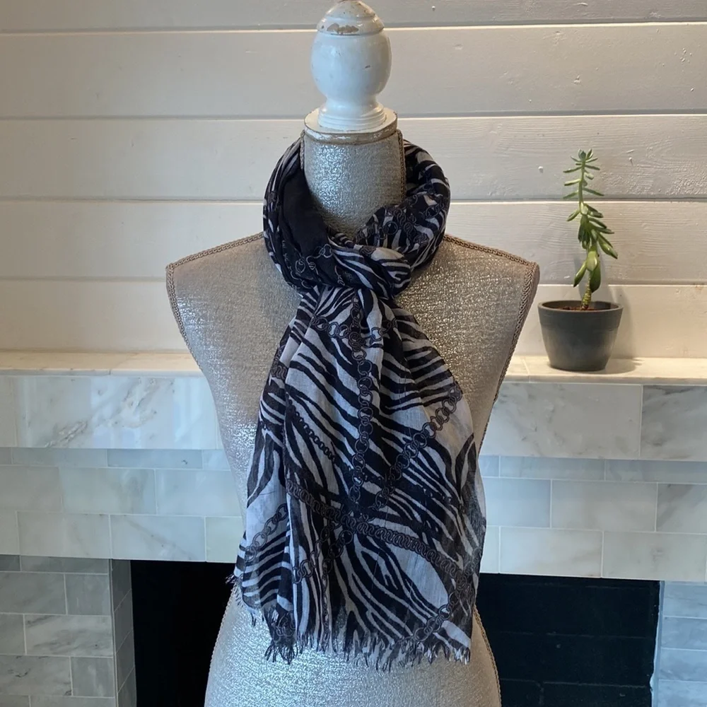 Zebra and Chain Print Lightweight Scarf or Wrap OS